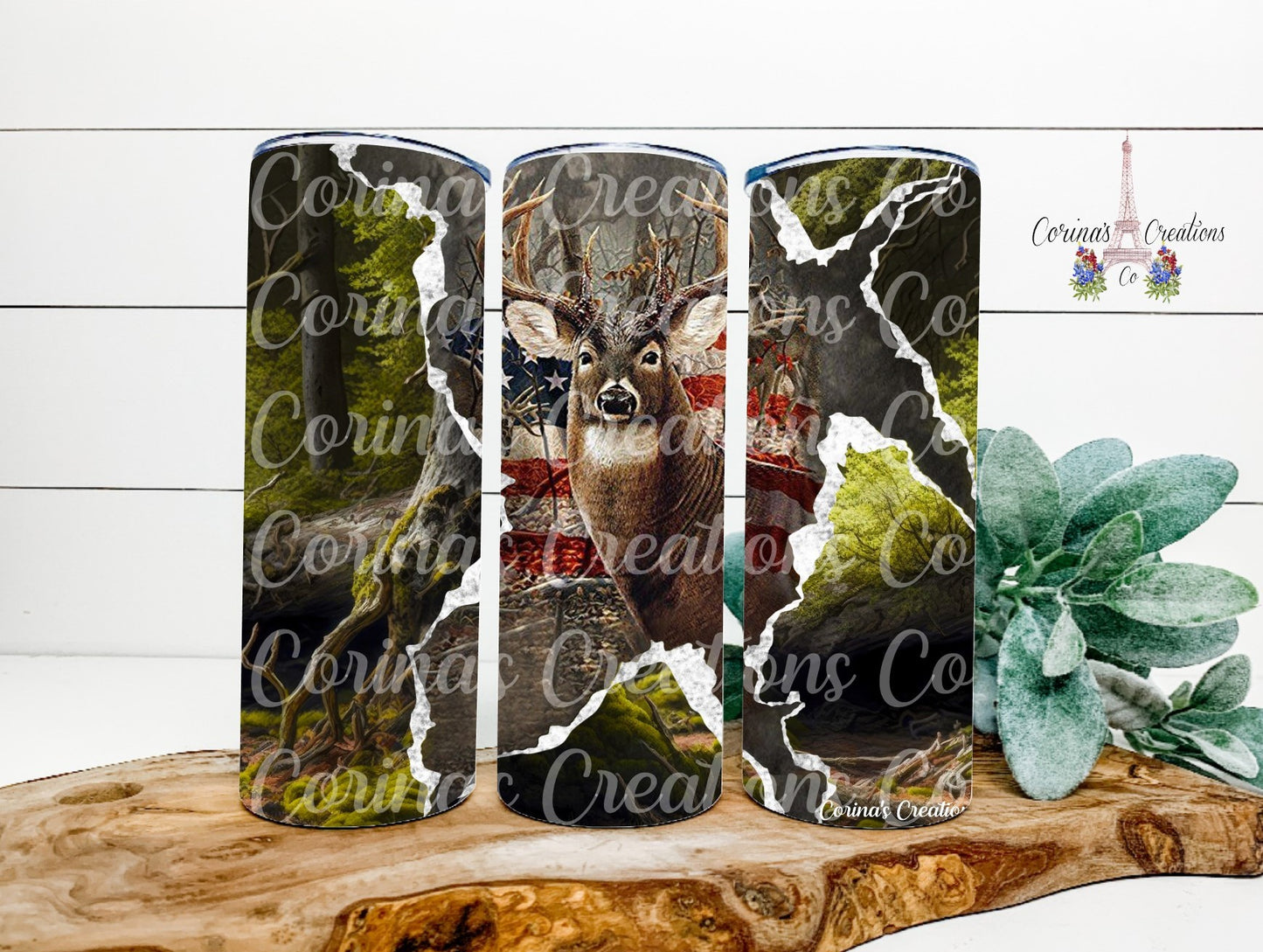 American Flag Deer 20 oz. Stainless Steel Sublimation Tumbler