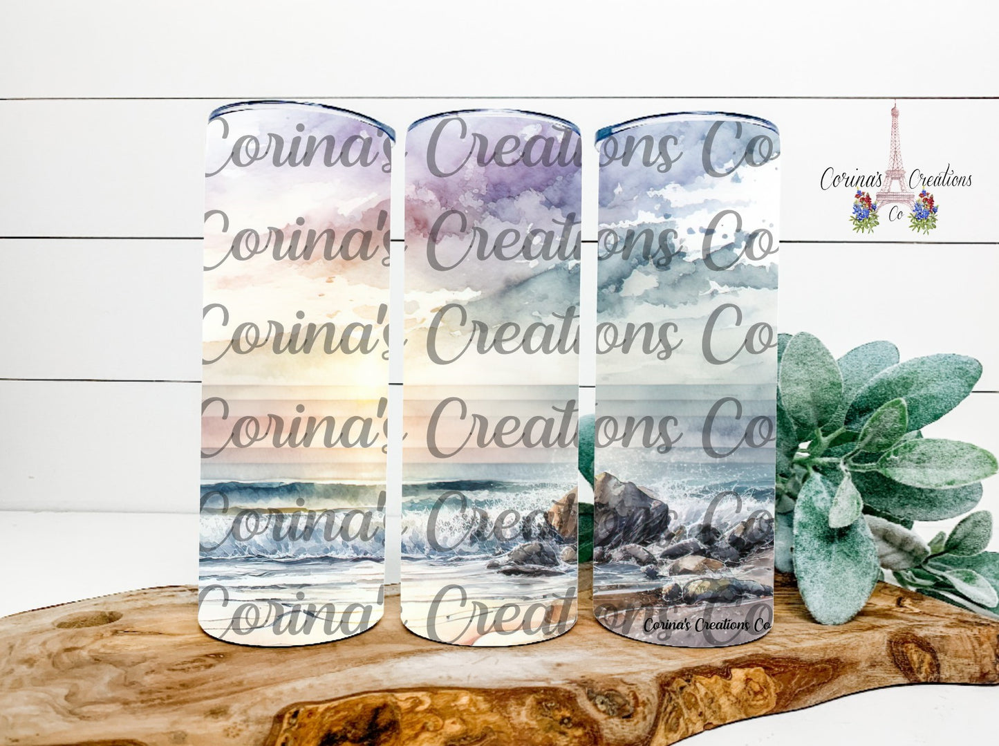 Beach Watercolor 20 oz. Stainless Steel Sublimation Tumbler