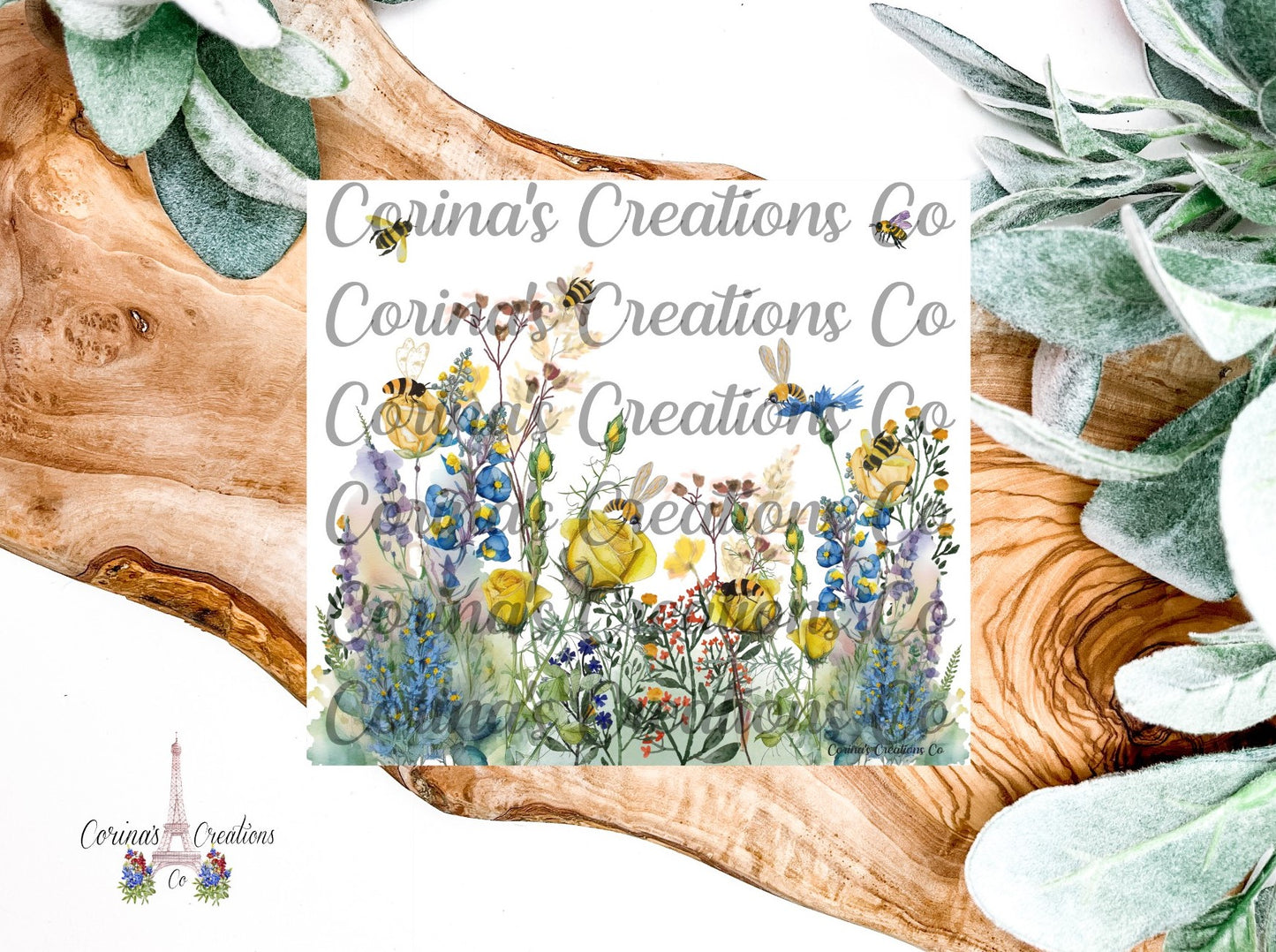 Bees with Watercolor Flowers 20 oz. Stainless Steel Sublimation Tumbler