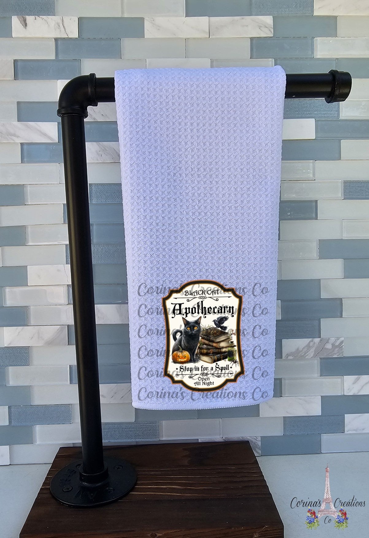 Black Cat Apothecary Waffle Weave Towel
