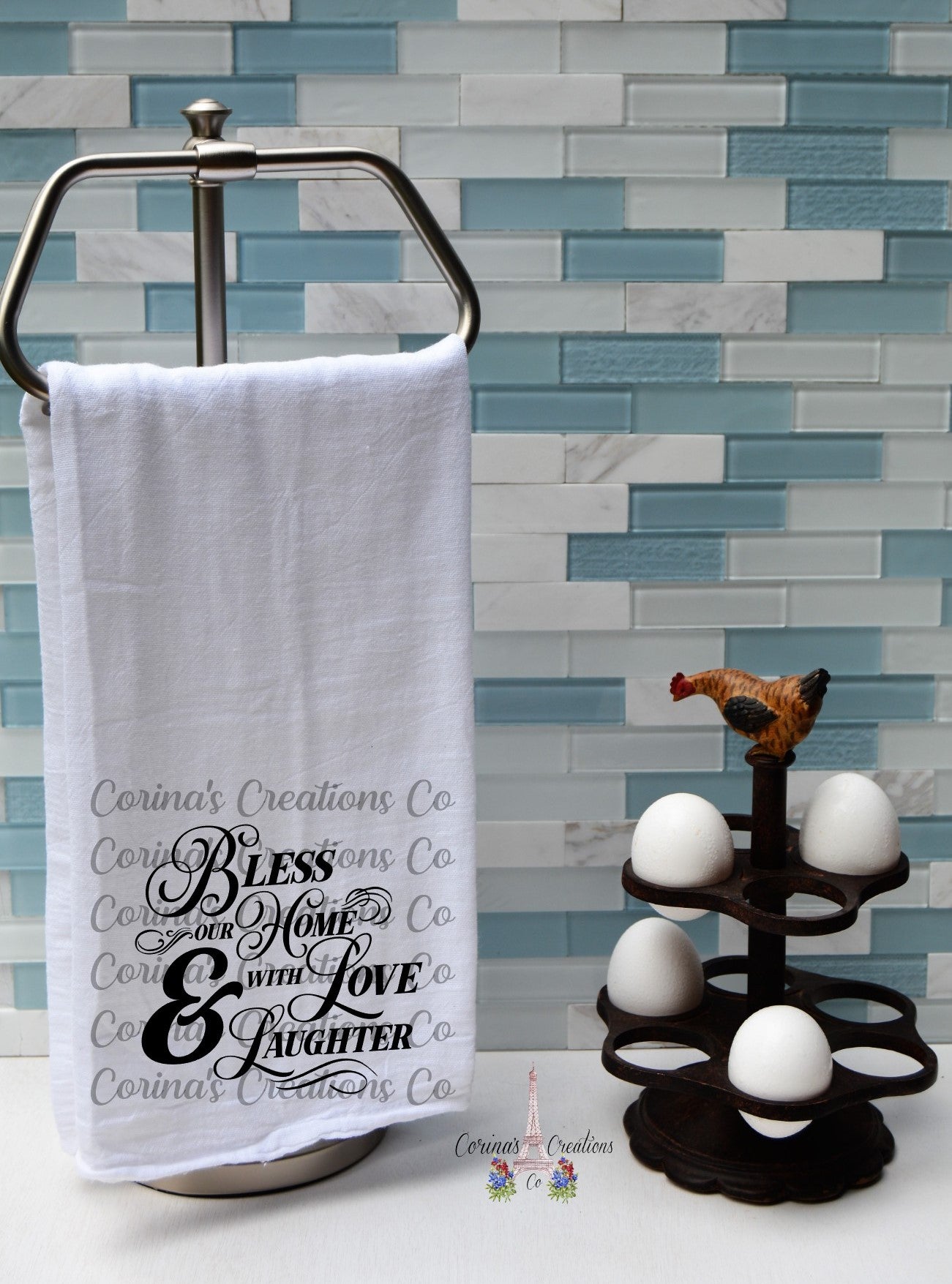 Bless our Home with Love and Laughter Flour Sack/Tea Towel