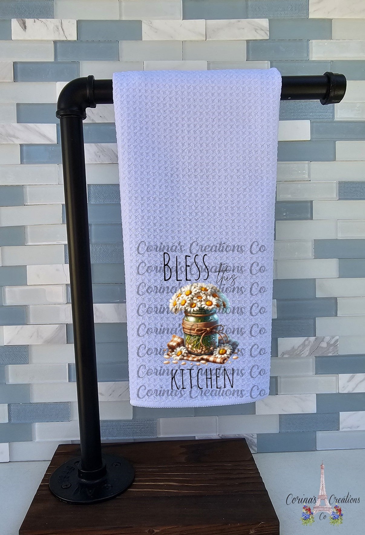 Bless This Kitchen Waffle Weave Towel