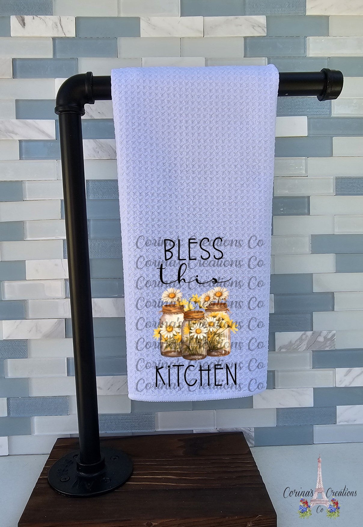 Bless This Kitchen Waffle Weave Towel