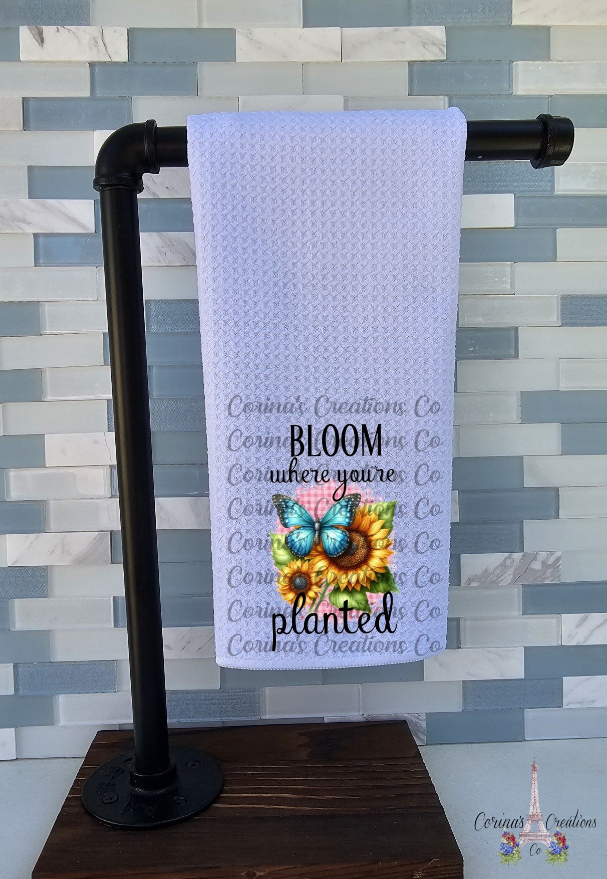 Bloom Where You Are Planted Waffle Weave Towel