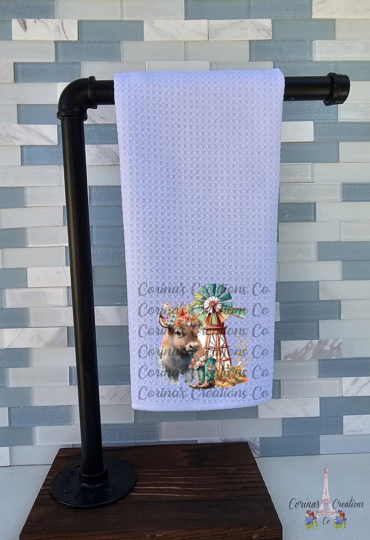 Bull with Boots Waffle Weave Towel
