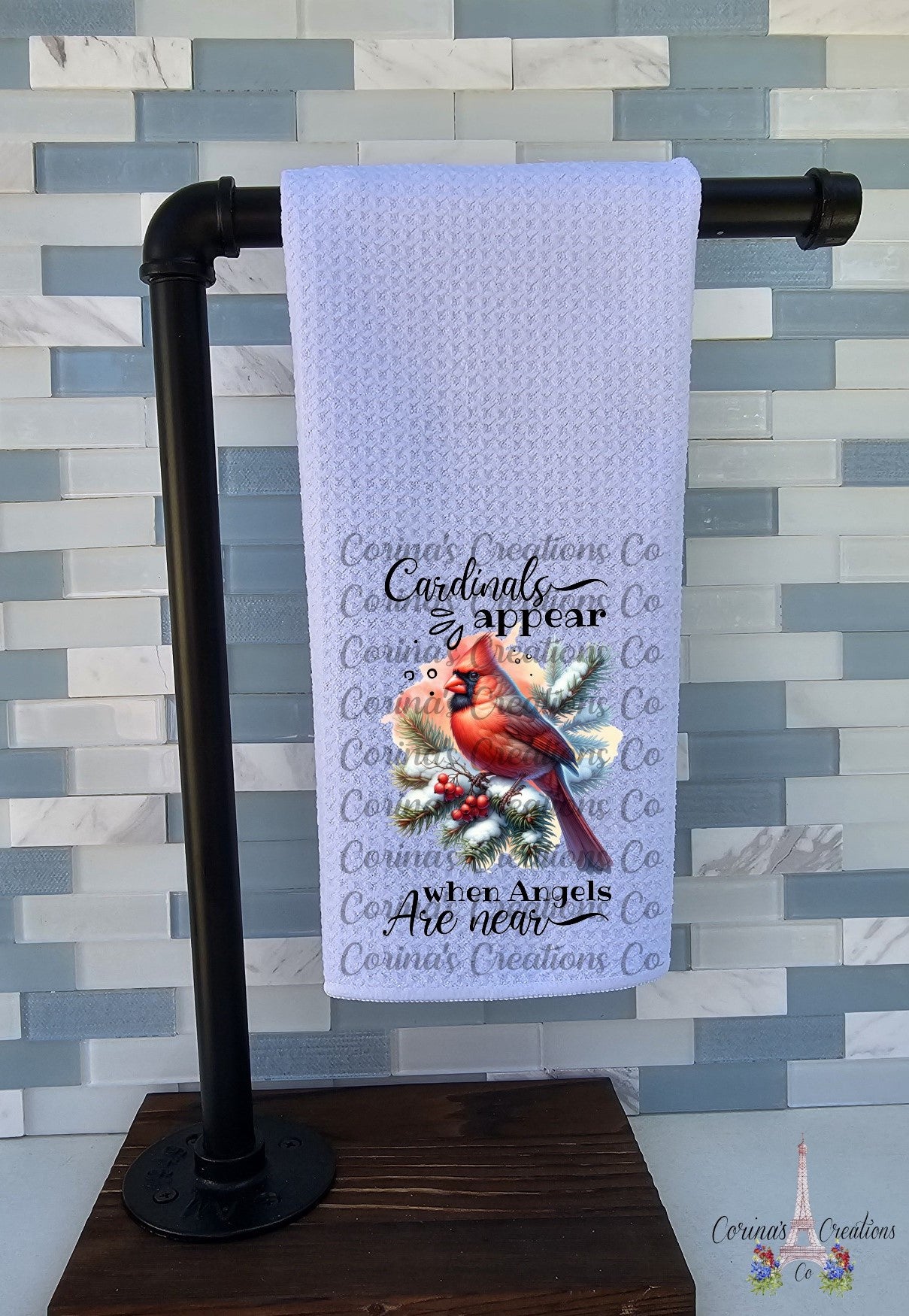 Cardinals Appear When Angels Are Near Waffle Weave Towel