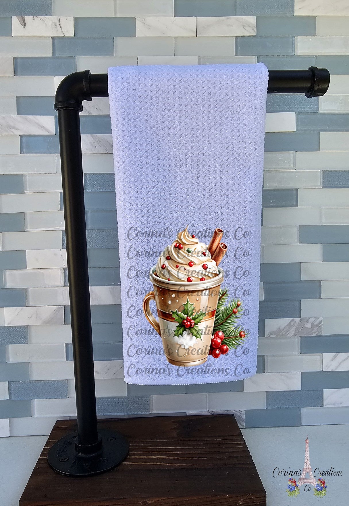 Christmas Coffee Waffle Weave Towel