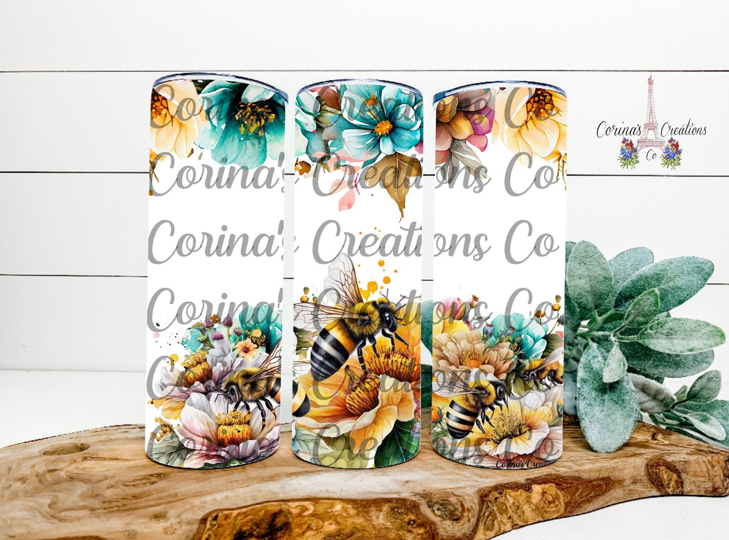 Colorful Flowers And Bees 20 oz. Stainless Steel Sublimation Tumbler