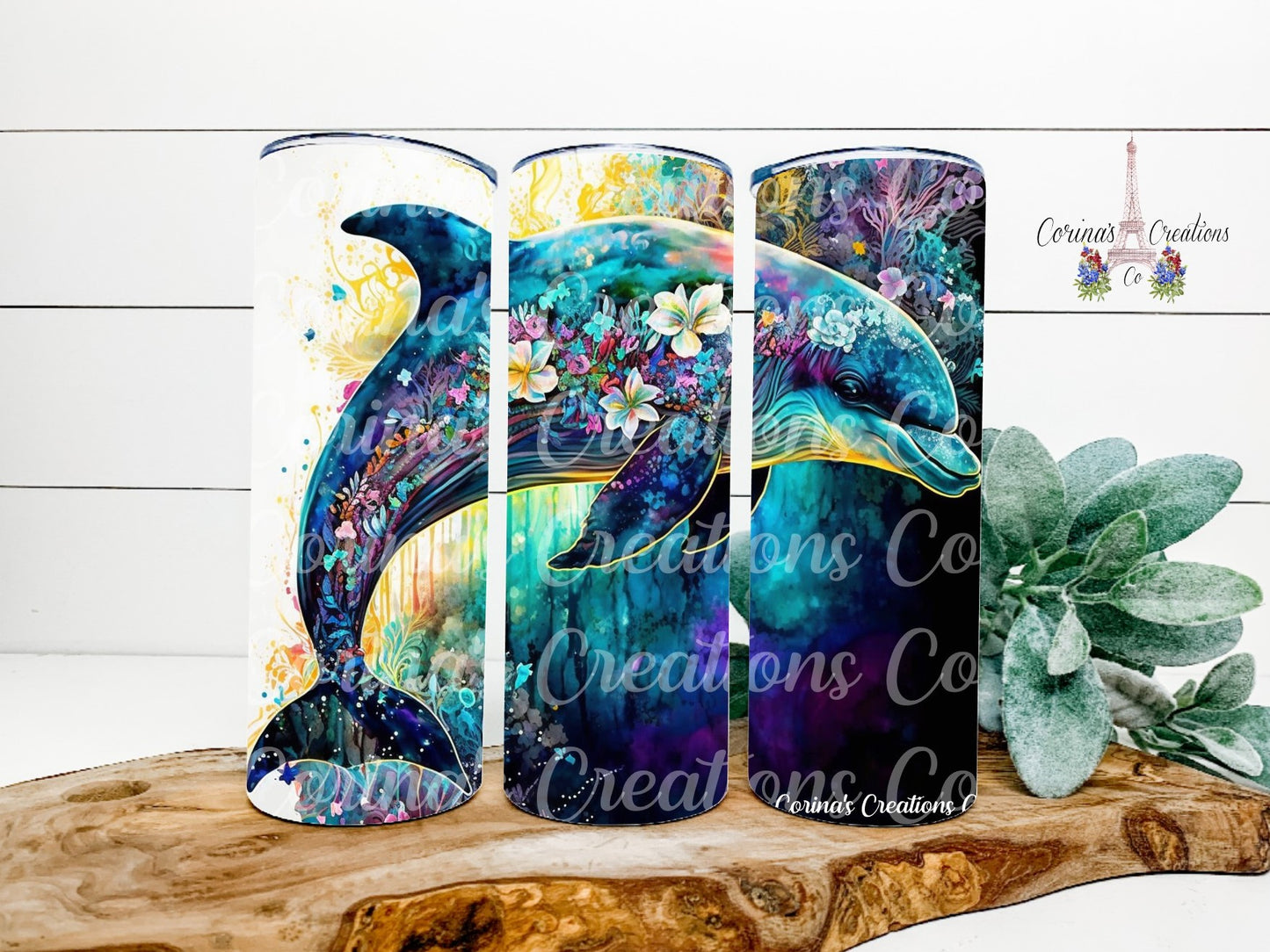 Dolphin Watercolor 20 oz. Stainless Steel Sublimation Tumbler