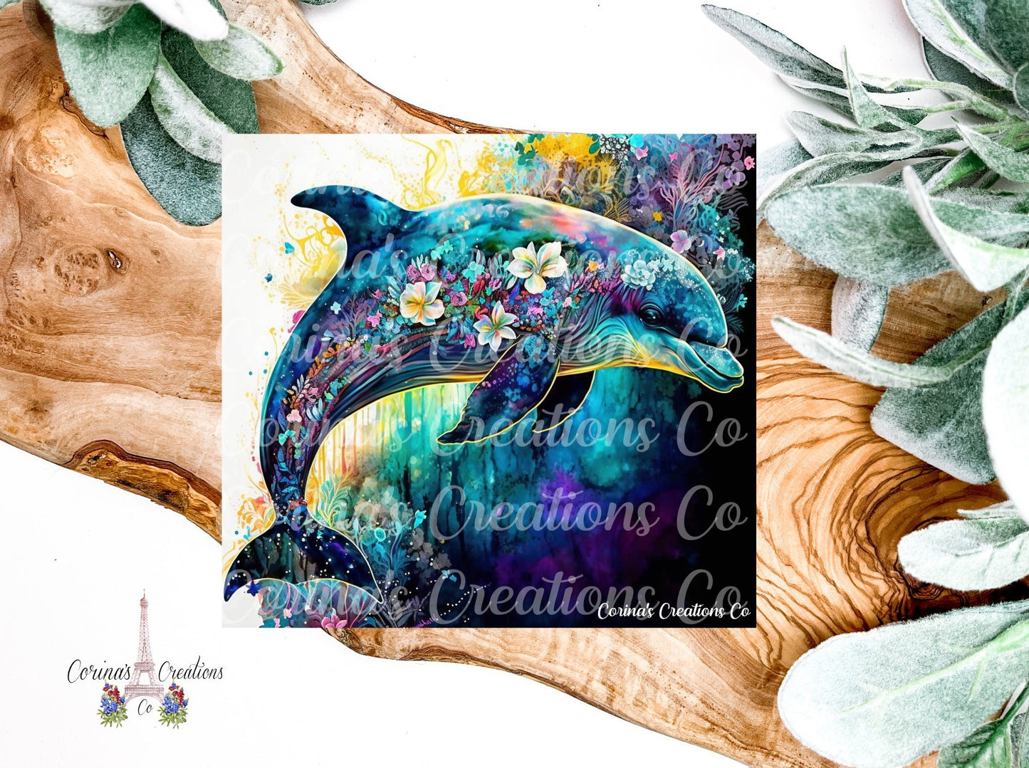 Dolphin Watercolor 20 oz. Stainless Steel Sublimation Tumbler