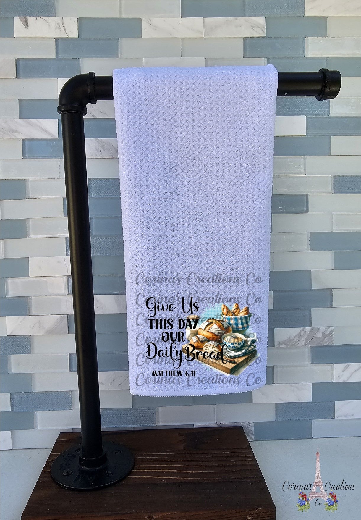 Give Us This Day Our Daily Bread Matthew 6:11 Waffle Weave Towel