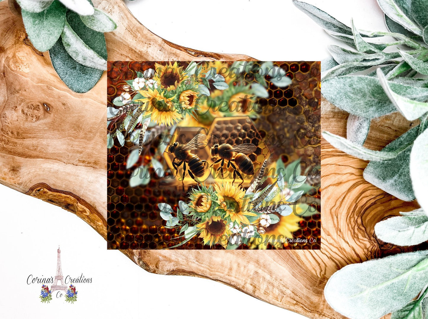 Honeycomb With Sunflowers 20 oz. Stainless Steel Sublimation Tumbler