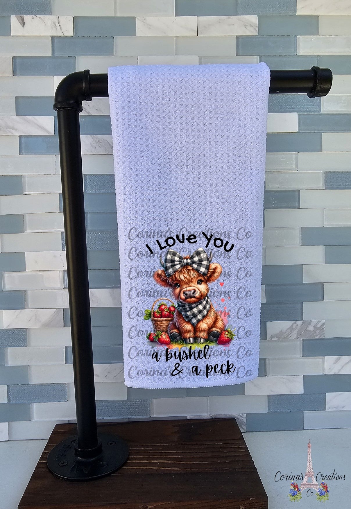 I Love You A Bushel And A Peck Waffle Weave Towel