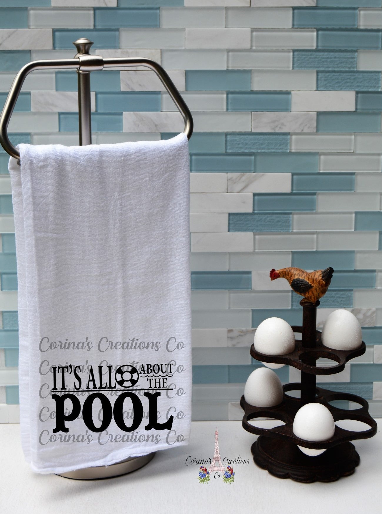 It's All About The Pool Flour Sack/Tea Towel
