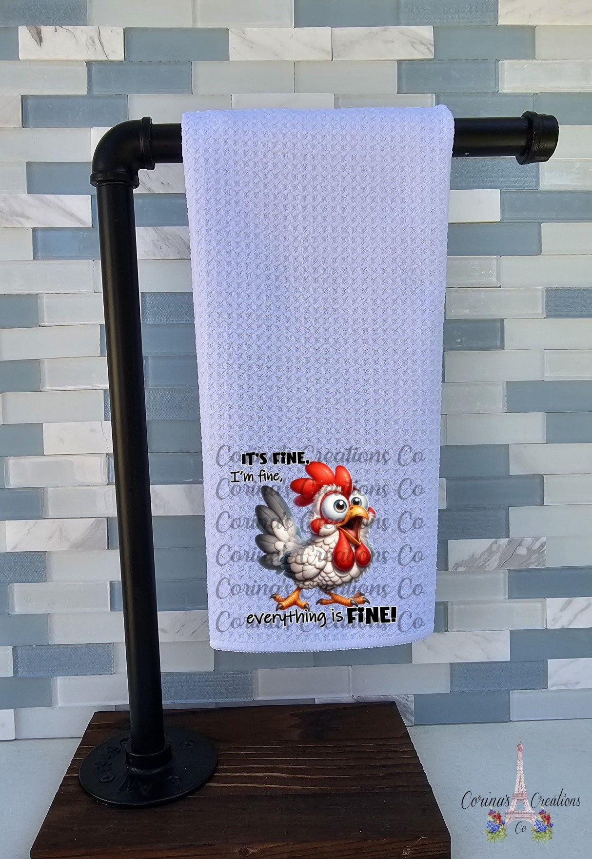 It's Fine I'm Fine Everything Is Fine Waffle Weave Towel