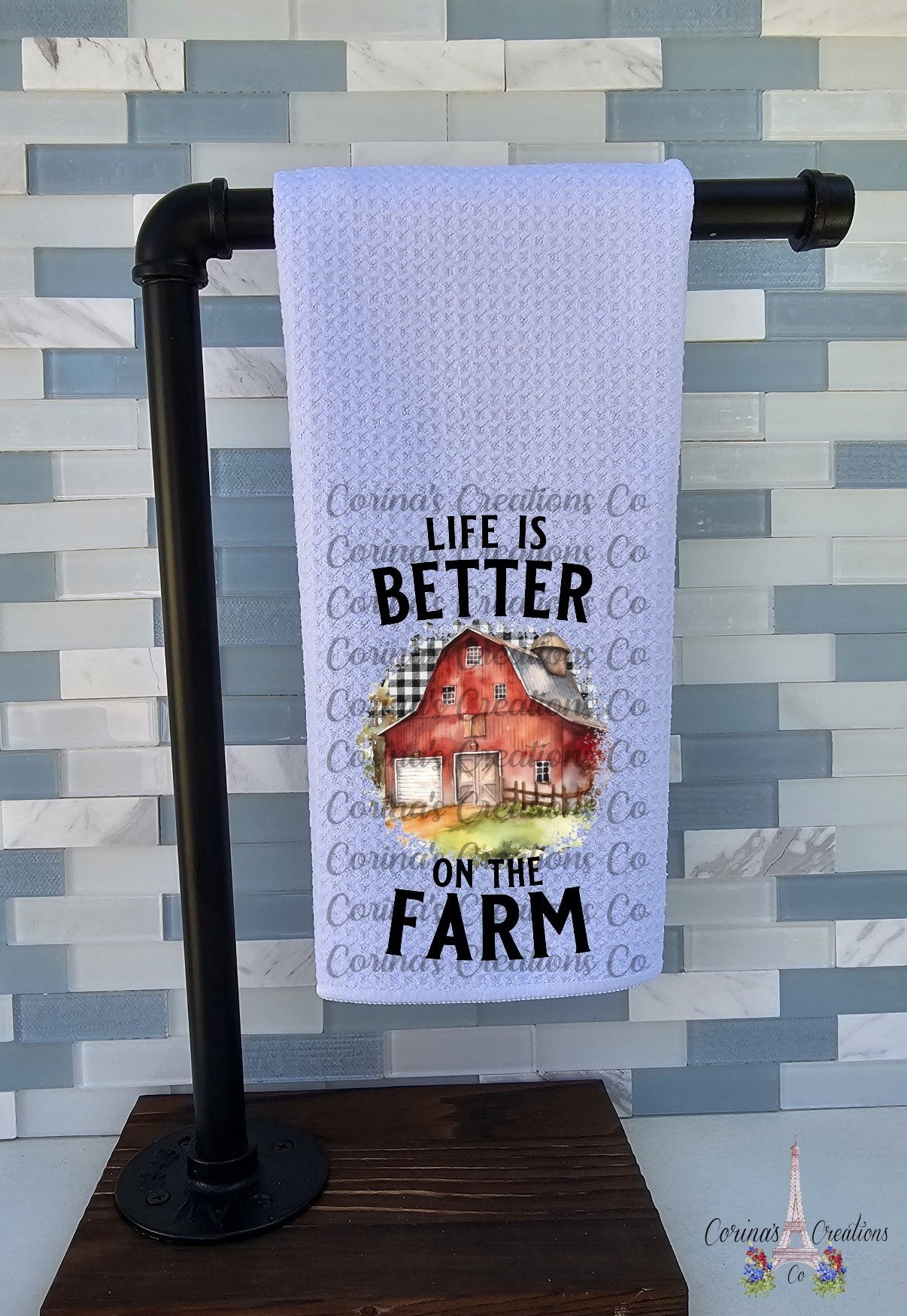 Life Is Better On The Farm Waffle Weave Towel