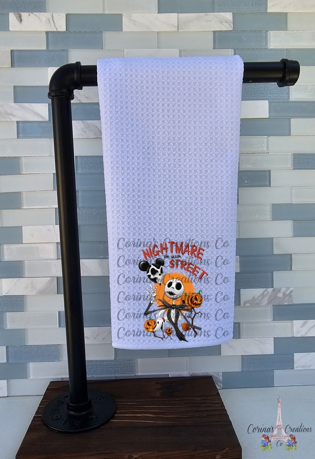 Nightmare On Main Street Jack Skeleton Waffle Weave Towel