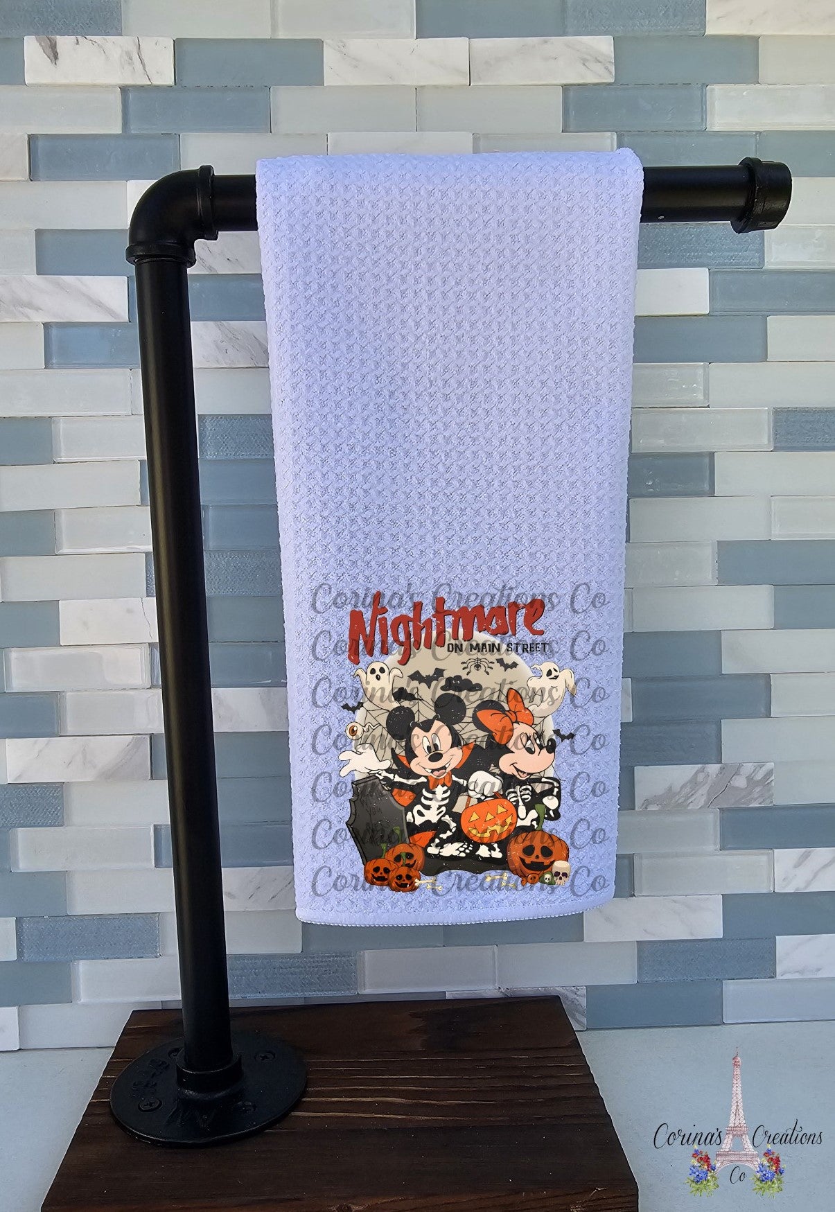 Nightmare On Main Street Mouse Waffle Weave Towel