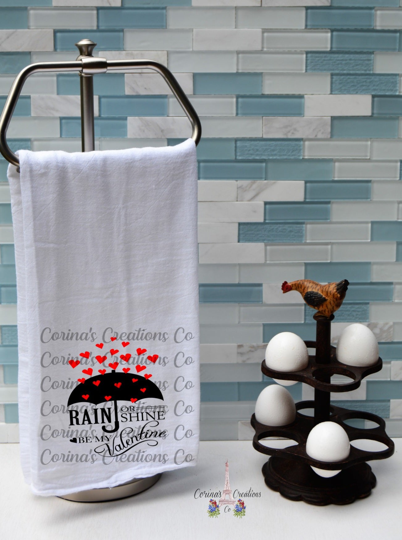 Rain Or Shine Be My Valentine Flour Sack/Tea Towel