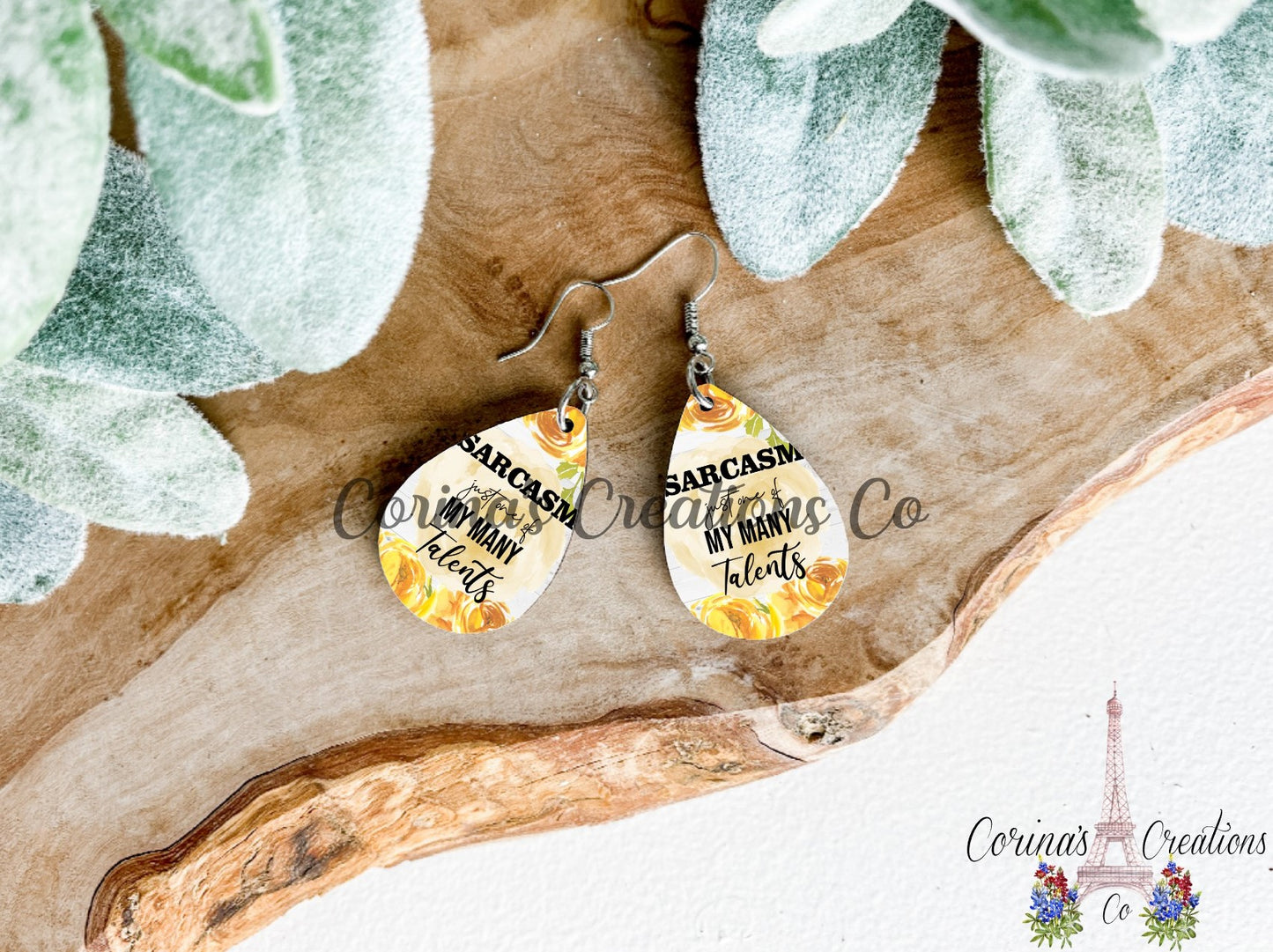 Sarcasm Just One Of My Many Talents Sublimated Teardrop Earrings