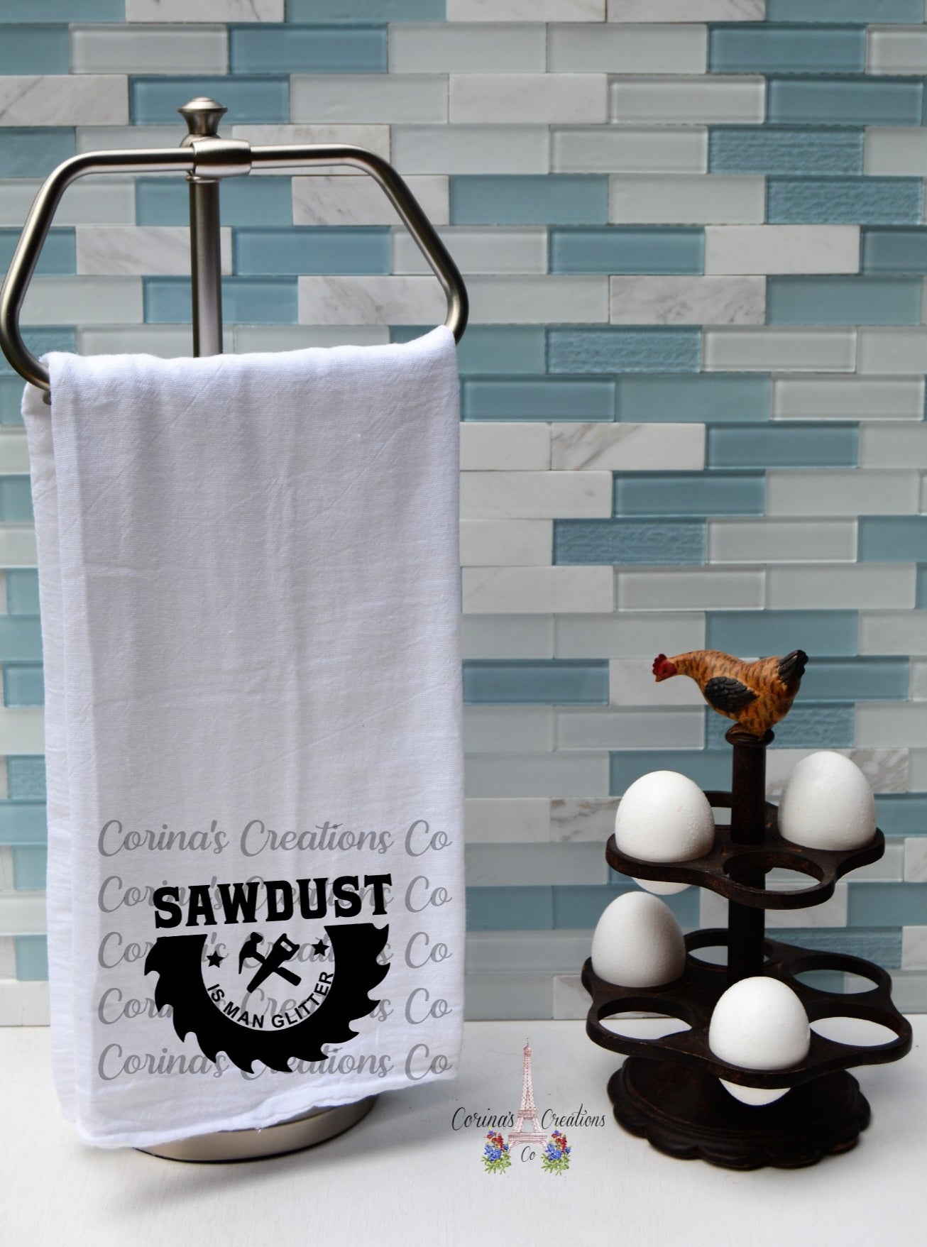 Sawdust Is Man Glitter Saw Blade Flour Sack/Tea Towel