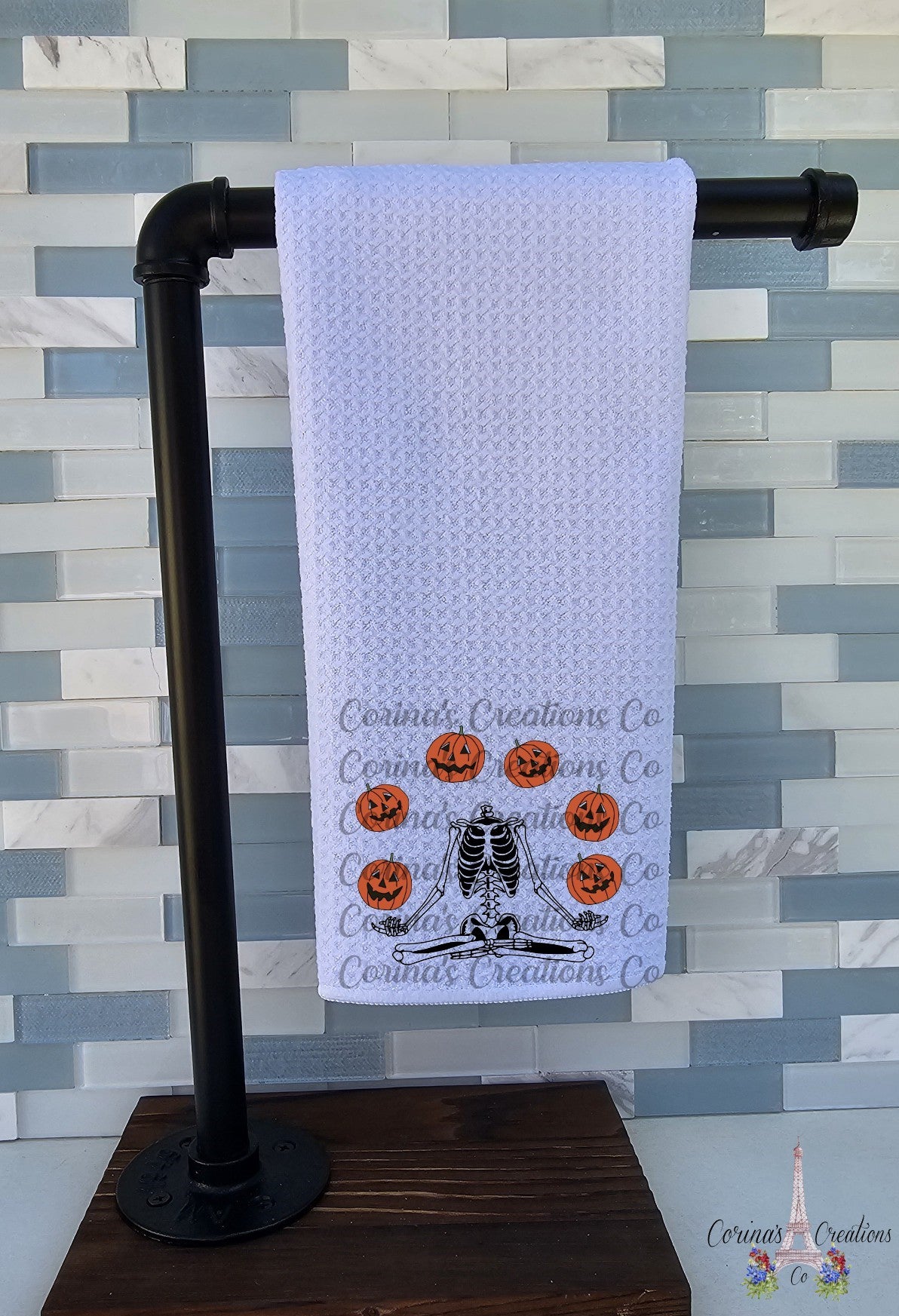 Skeleton Juggling Waffle Weave Towel