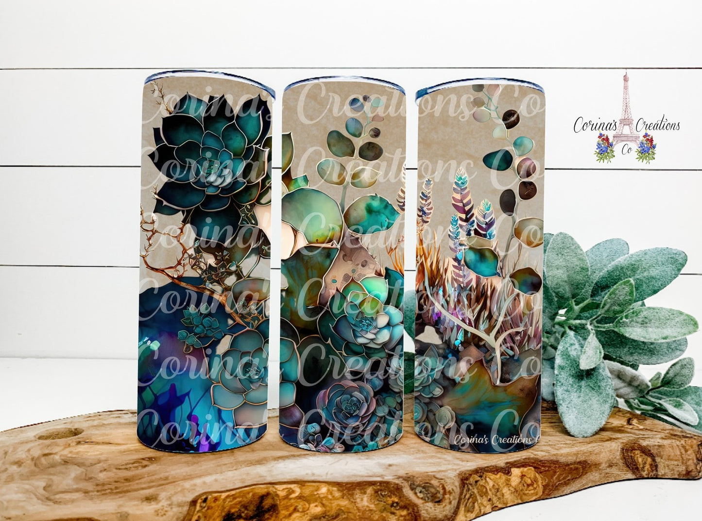 Succulent Watercolor 20 oz. Stainless Steel Sublimation Tumbler