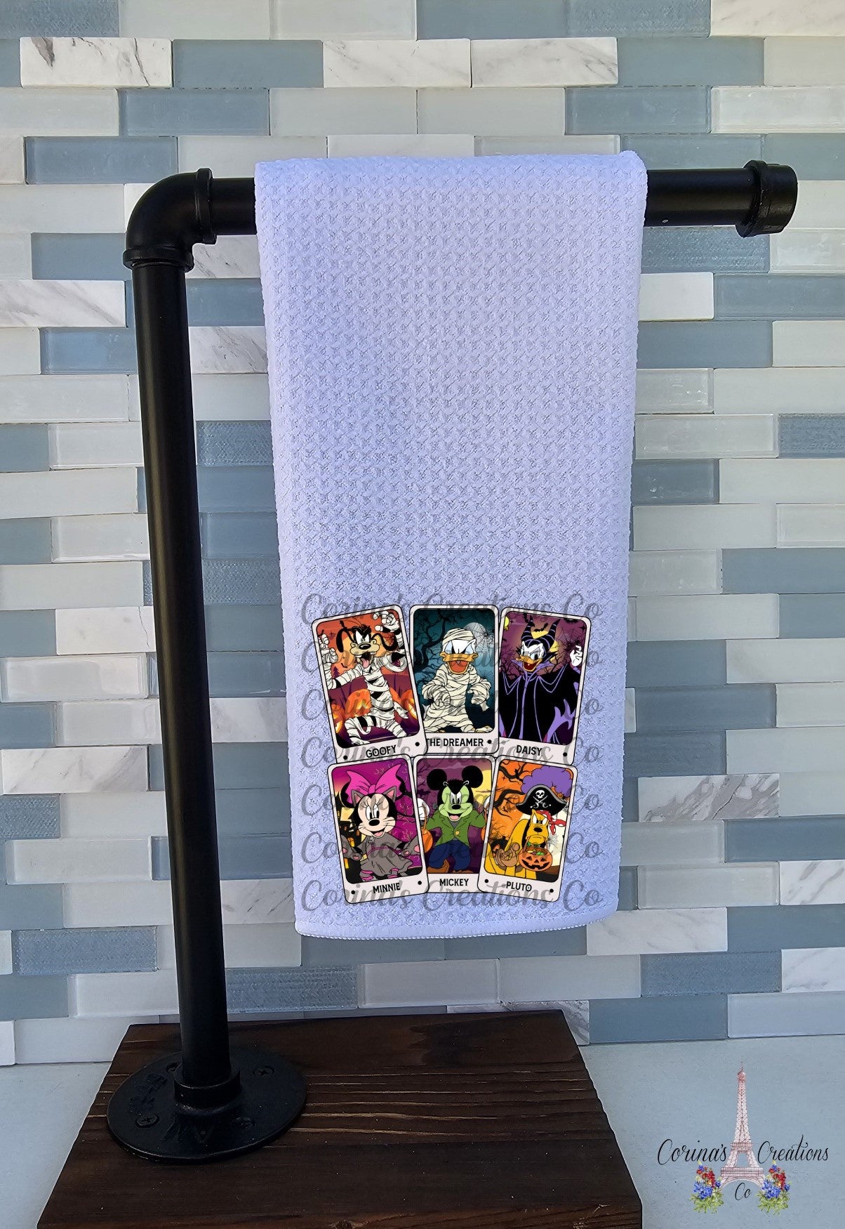 Tarot Card Cartoon Waffle Weave Towel