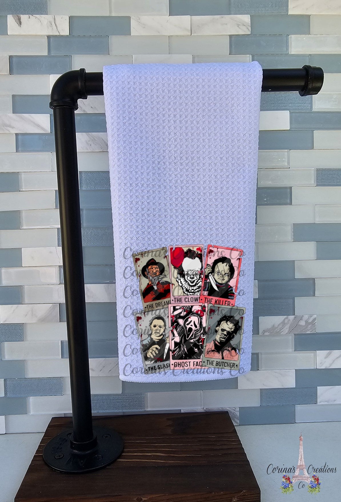 Tarot Card Horror Villains Waffle Weave Towel