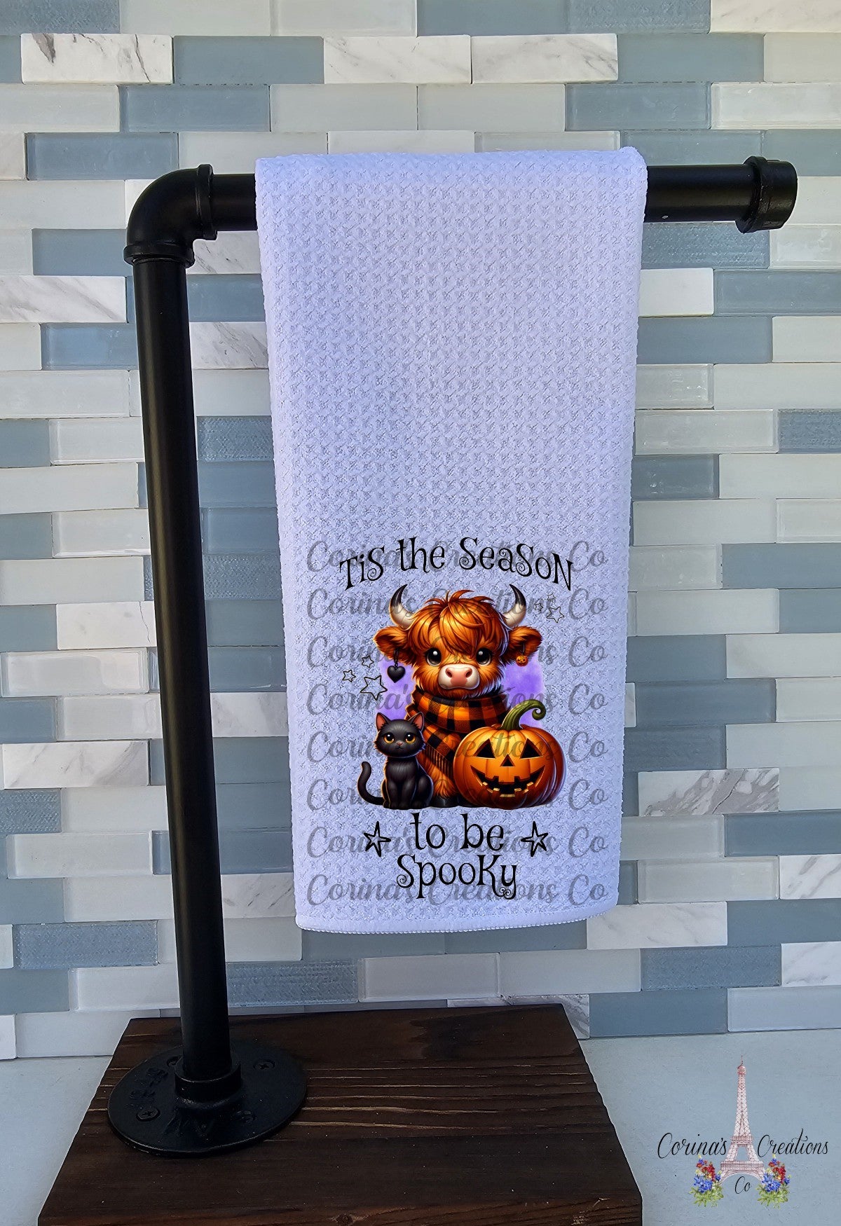 Tis The Season To Be Spooky Waffle Weave Towel