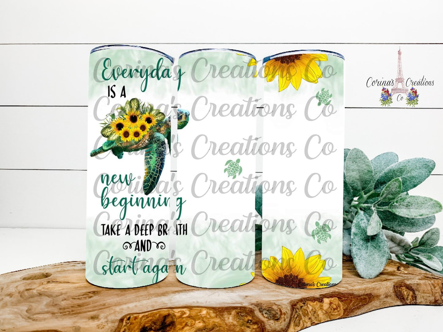 Turtle & Sunflower 20 oz. Stainless Steel Sublimation Tumbler