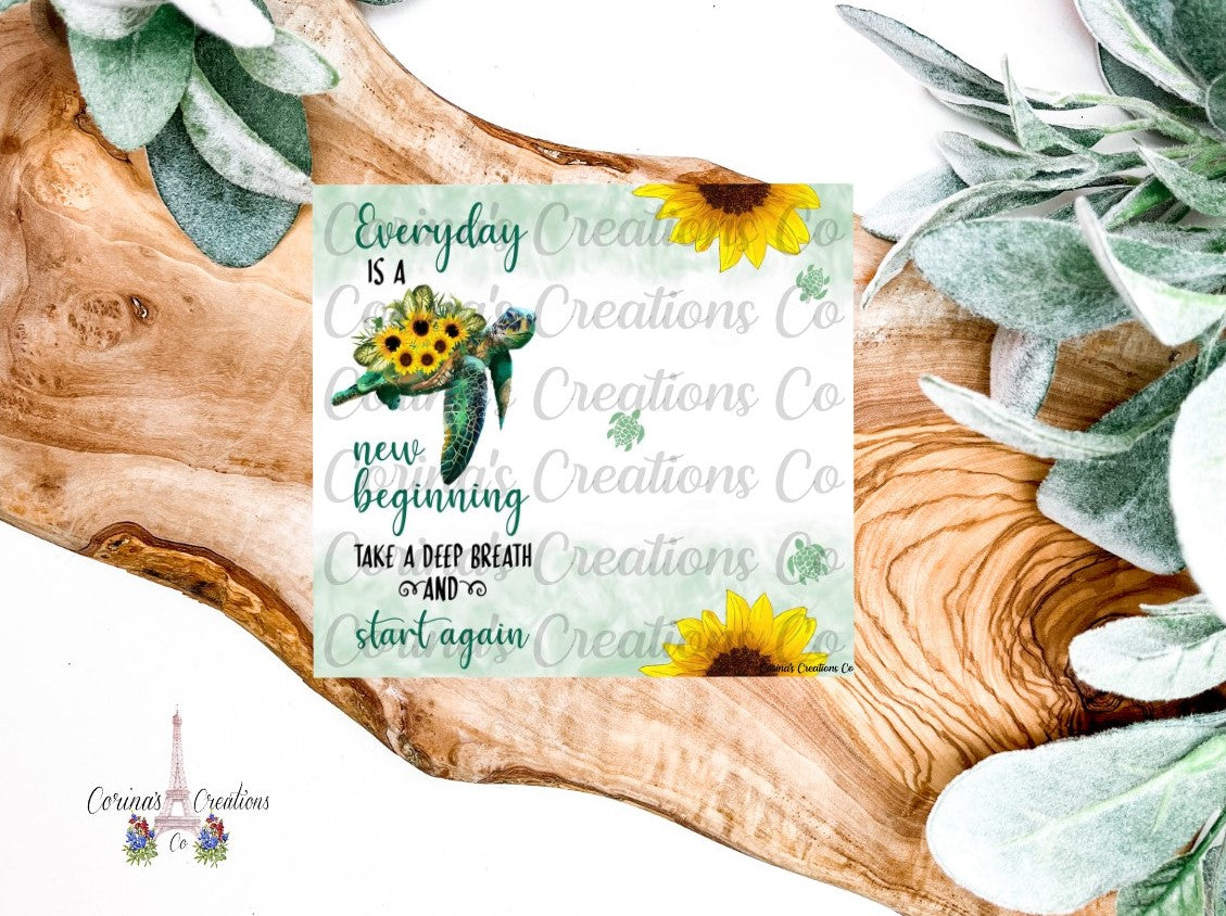 Turtle & Sunflower 20 oz. Stainless Steel Sublimation Tumbler