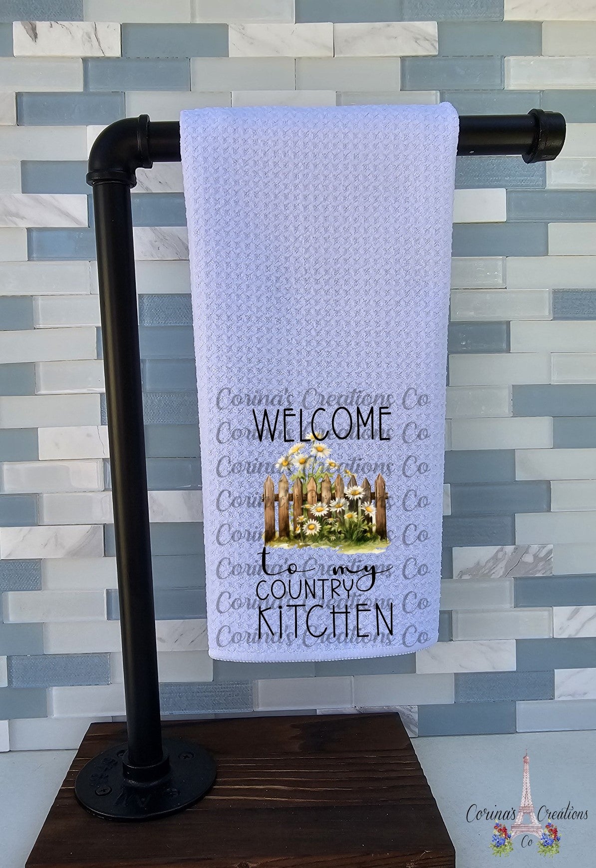 Welcome To My Country Kitchen Waffle Weave Towel