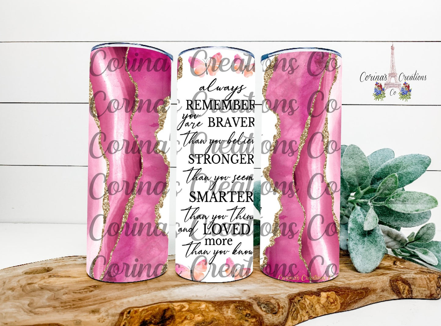 Braver, Stronger, Smarter, Loved 20 oz. Stainless Steel Sublimation Tumbler