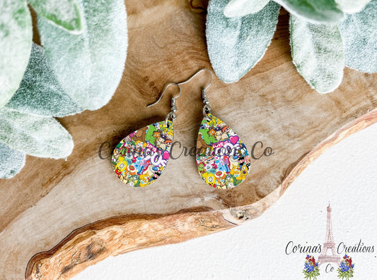 90's Themed Sublimated Teardrop Earrings