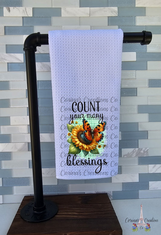 Count Your Many Blessings Waffle Weave Towel