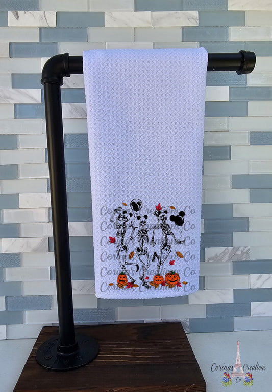 Dancing Skeletons Waffle Weave Towel