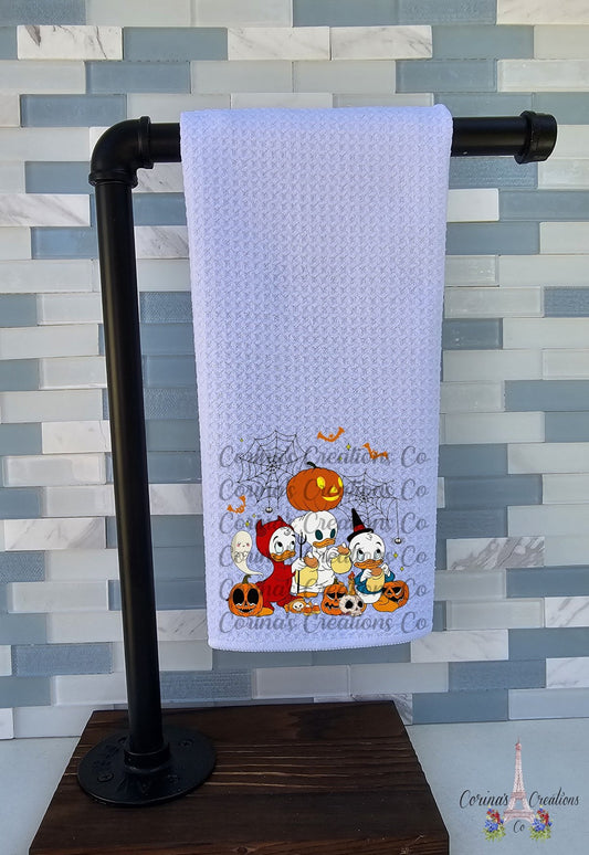 Duck Trick Or Treaters Waffle Weave Towel