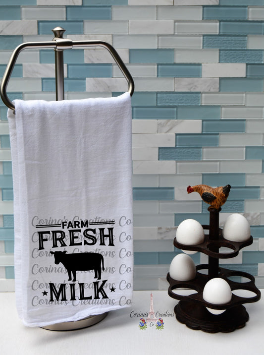 Farm Fresh Milk Flour Sack/Tea Towel