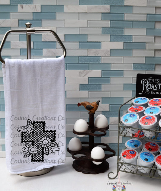 Flower Cross Flour Sack/Tea Towel