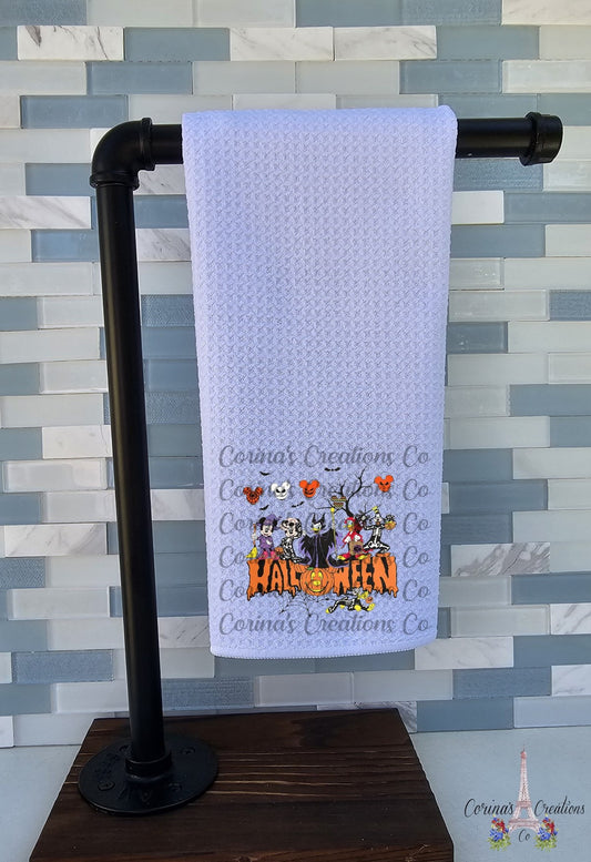 Halloween Disney Characters Waffle Weave Towel