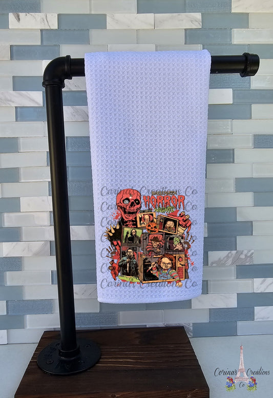 Halloween Horror Night Tv Waffle Weave Towel