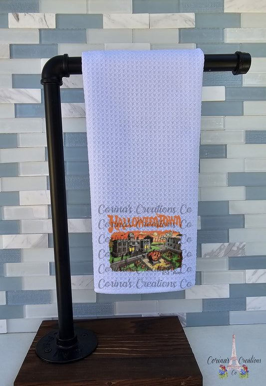 Halloween Town Waffle Weave Towel