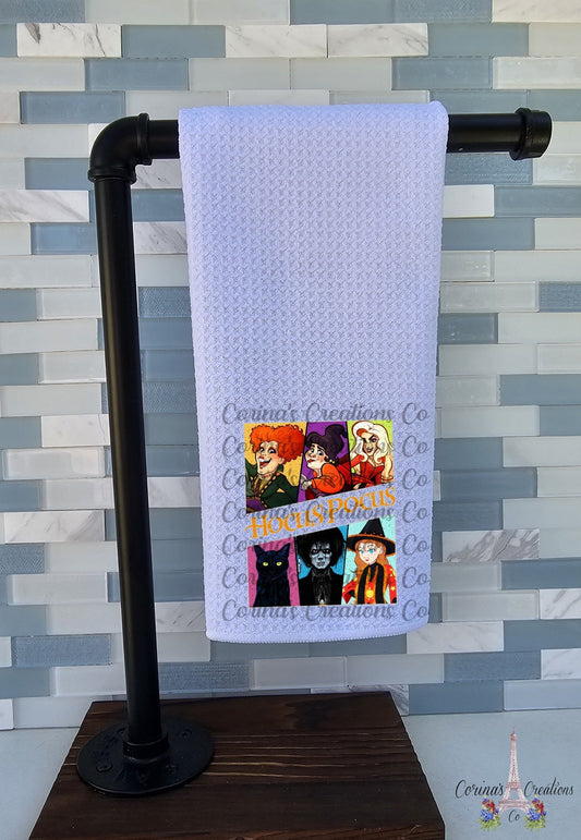 Hocus Pocus Cartoon Waffle Weave Towel