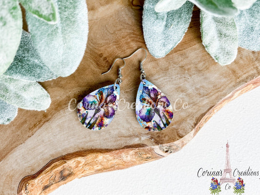 Iris Sublimated Teardrop Earrings