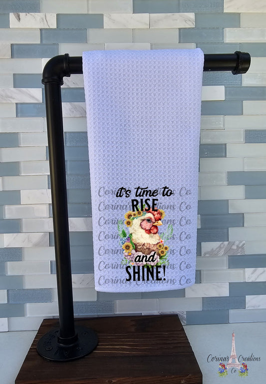 Its Time To Rise And Shine Waffle Weave Towel