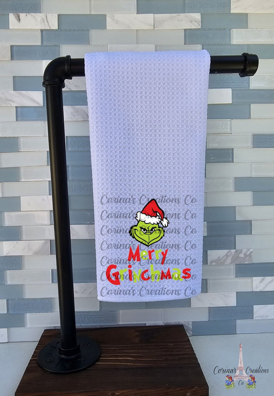 Merry Grinchmas Waffle Weave Towel