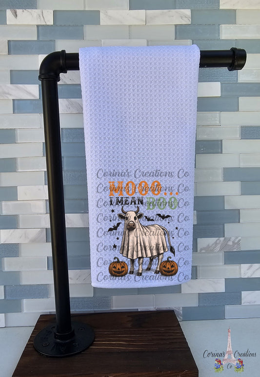 Mooo I Mean Boo Waffle Weave Towel