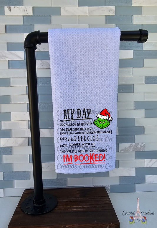 My Day The Grinch Waffle Weave Towel