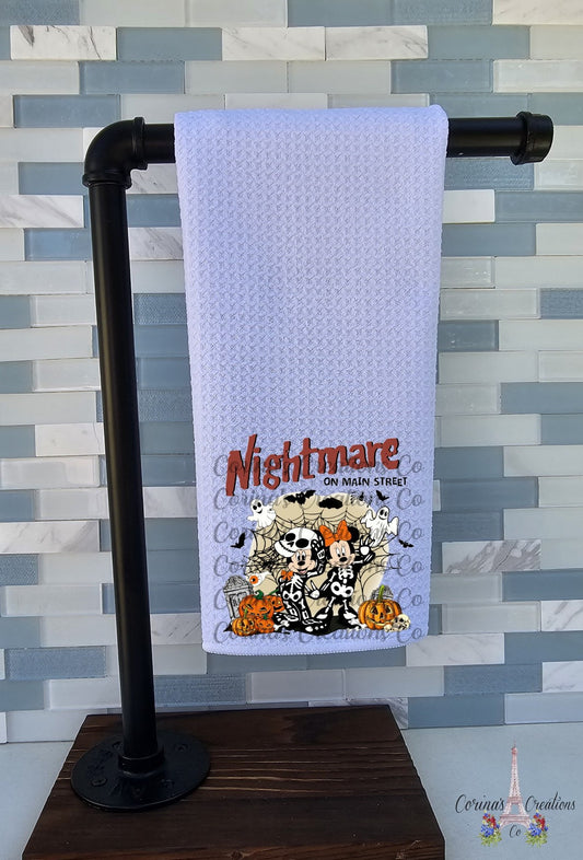 Nightmare On Main Street Haunted Mouse Waffle Weave Towel